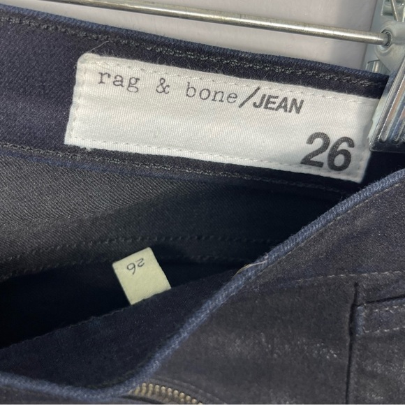 Rag & Bone Costed Skinny Moto Biker Jeans Zip Ankle Pockets Blue Black Low Rise - Picture 7 of 14